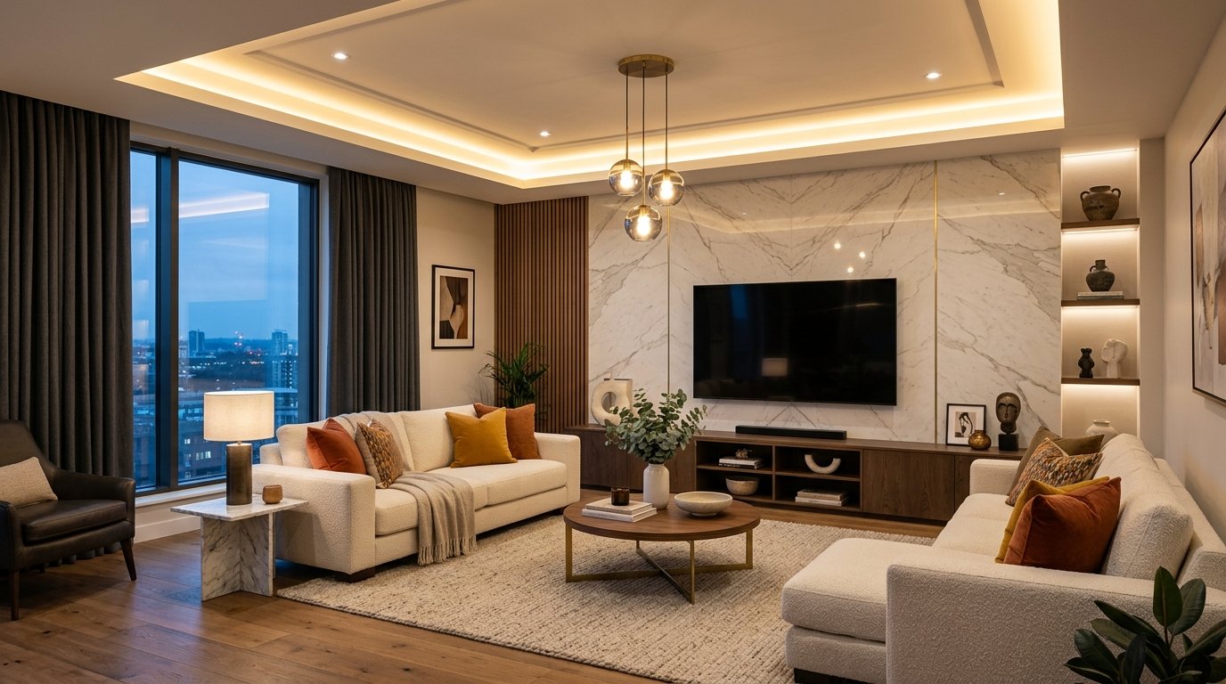 Thoughtful living room interior design by Sri Nidhi Interiors